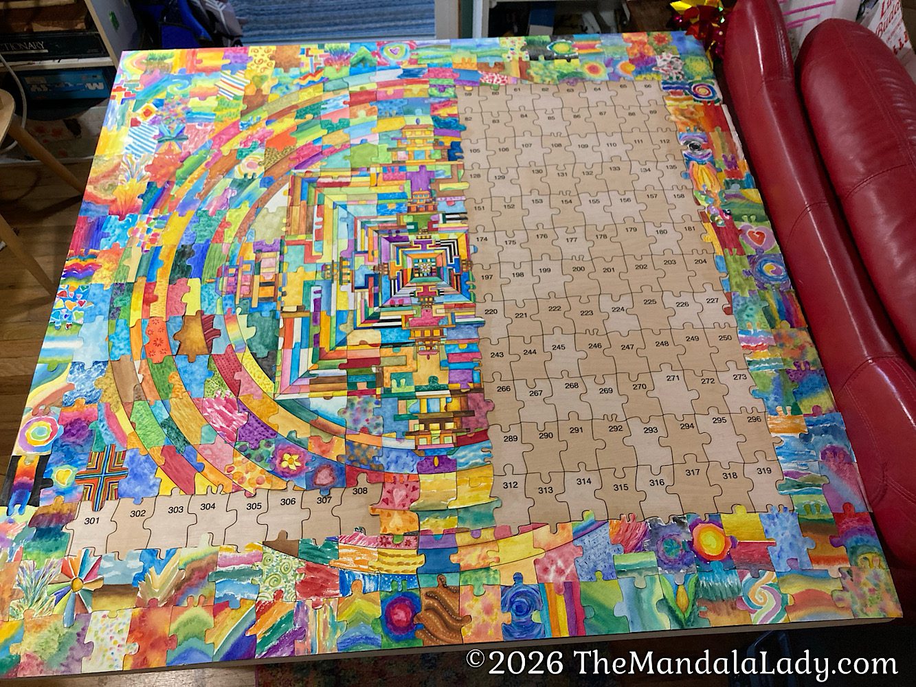 Archangel Mandala 4 Day 5 - attached vertical section to the left of the center column filling in all the left side except the third to last row