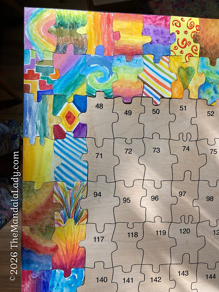 Archangel Mandala 4 Day 2 — close up of upper left corner