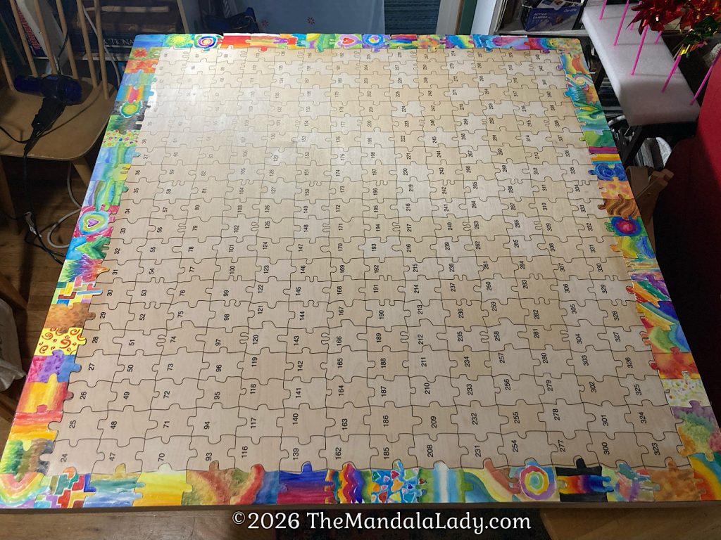 Archangel Mandala 4 Day 1a — attach all the outer edges of the mandala.