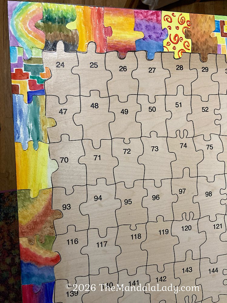 Archangel Mandala 4 Day 1 — close up of the upper left corner